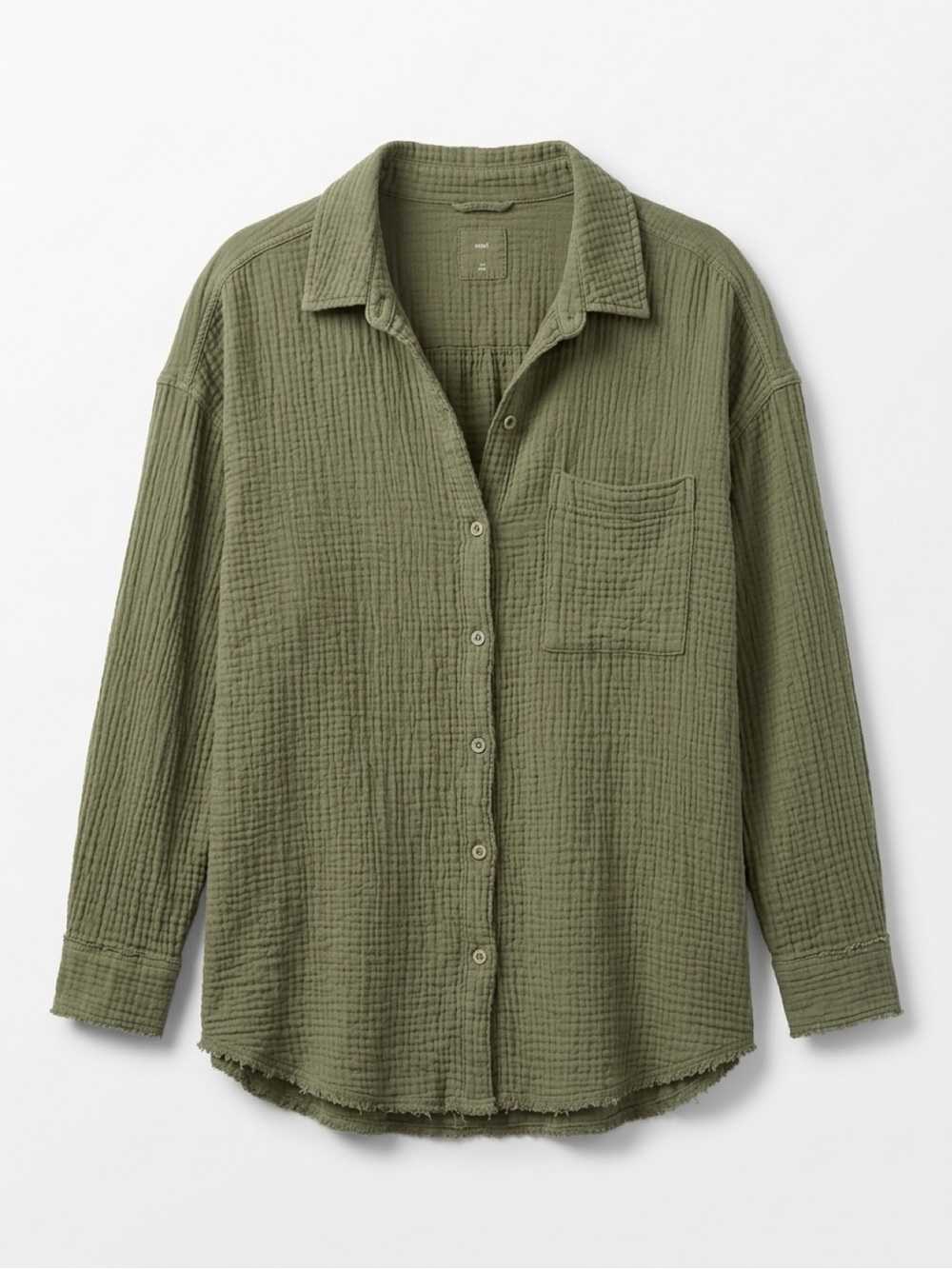 aerie Olive Green Button-Down Gauze Shirt